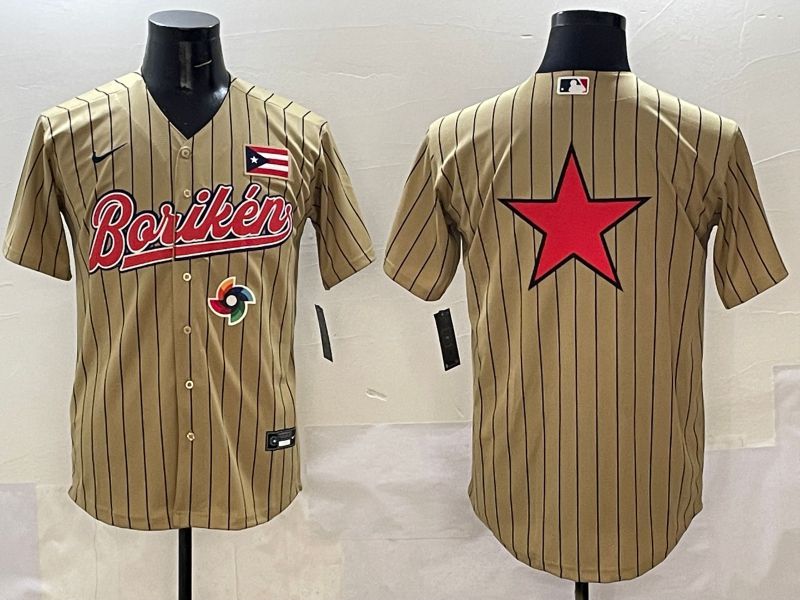 Men Puerto Rico Blank Brown Stripe Joint Name 2025 Nike MLB Jersey style 6->more jerseys->MLB Jersey